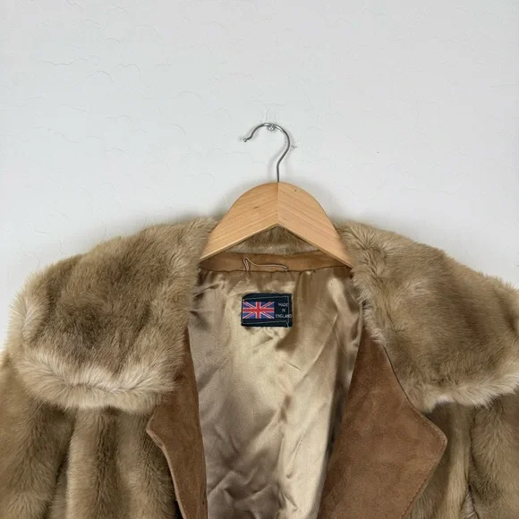 Vintage 70’s Lilli Ann London Leathers Faux Fur Coat With Genuine Leather Trim - Picture 3 of 9